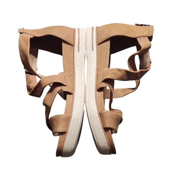 Eileen Fisher Women Tan Leather Strappy Wedge Sandals Size 9 - Picture 5 of 13